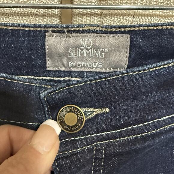 Chico's So Slimming Bootcut Jeans Size 2 US 12 Blue Dark Wash Stretch Denim - Picture 6 of 9